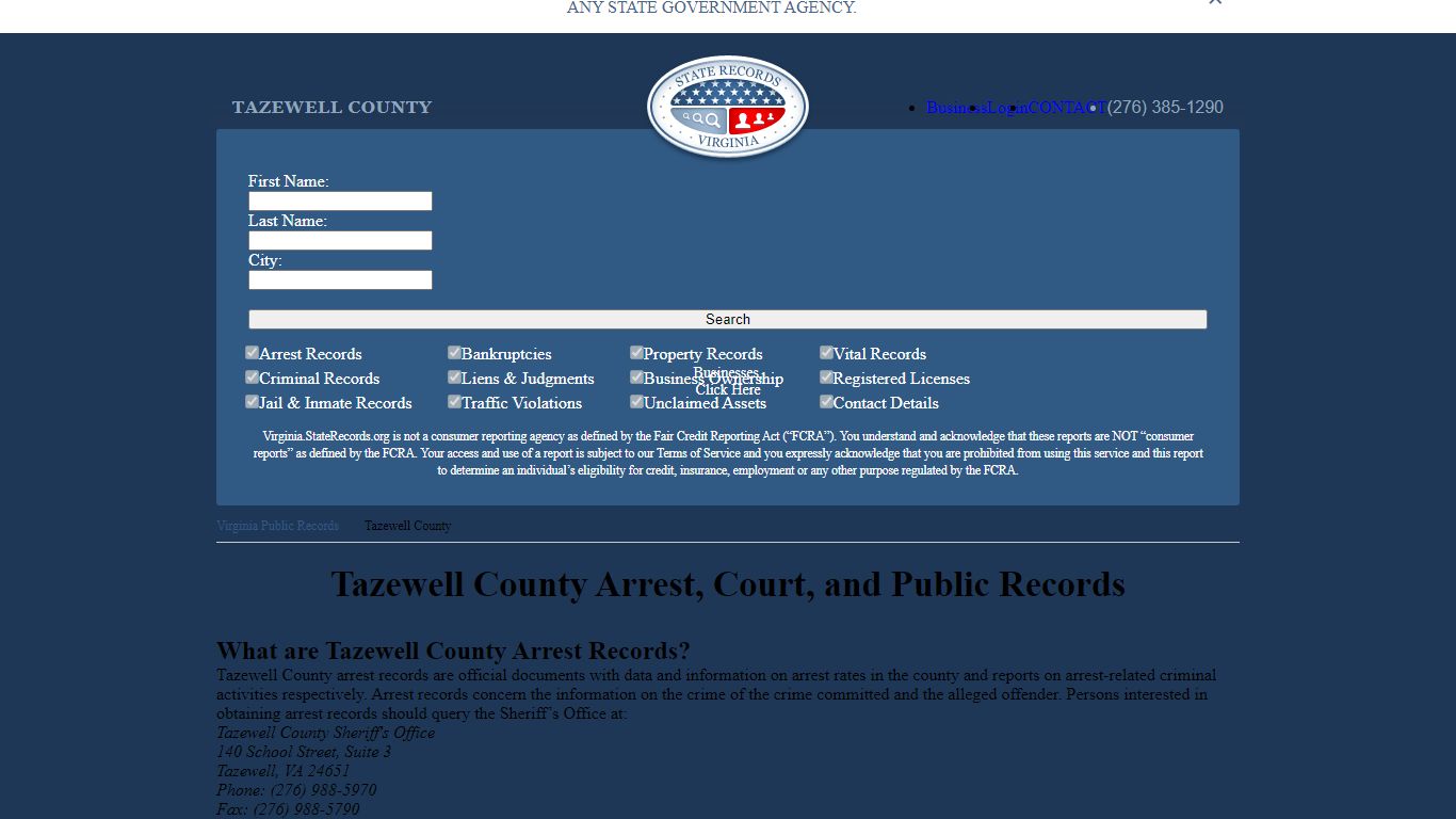 Tazewell County Arrest, Court, and Public Records